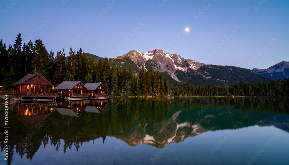 Fototapeta premium Serene lake scene at twilight