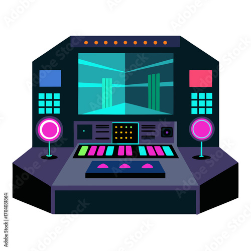 Futuristic control panel with digital display technology