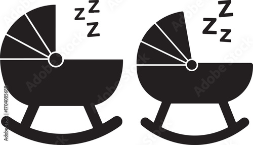 Two baby cradle silhouettes with zzz symbols
