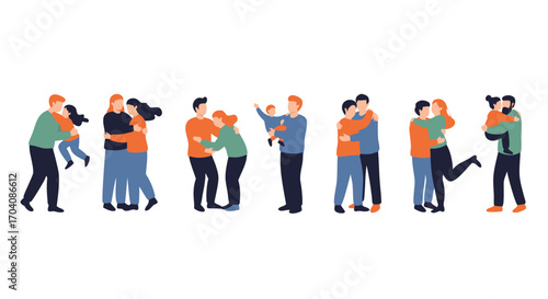 Happy families embracing with love and warmth, celebrating togetherness in everyday moments