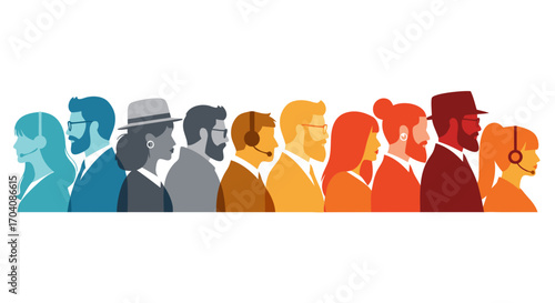 Diverse team of professionals standing together, a vibrant representation of support and unity