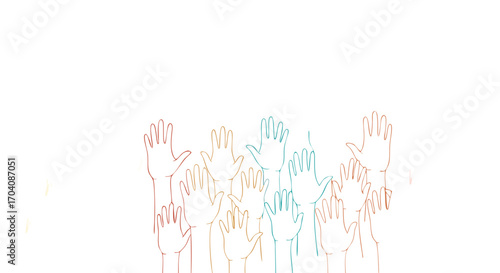 Diverse hands reaching up in unity, representing community, support, and collaboration