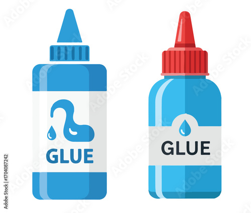 Two glue bottles, adhesive, bonding agent, repair, crafting, DIY project, construction, comparison, isolated objects, school supplies, sticky substance, craft vector