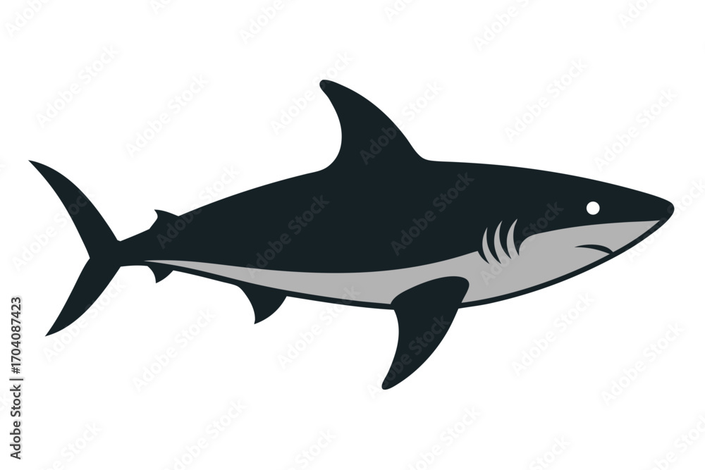 Naklejka premium Shark underwater silhouette illustration