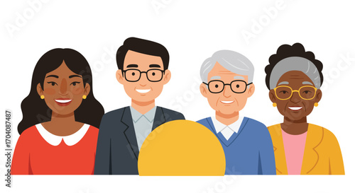 Diverse professionals showcasing unity and positive teamwork dynamics in office setting