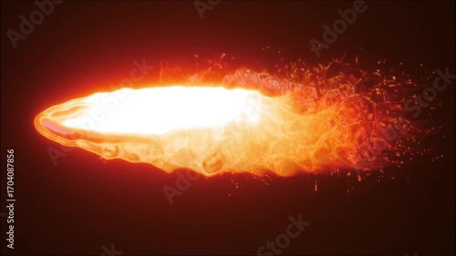 A stream of fire in vivid orange and yellow, surrounded by glowing embers