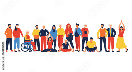 Diverse community of people of all ages and abilities celebrating inclusivity and unity