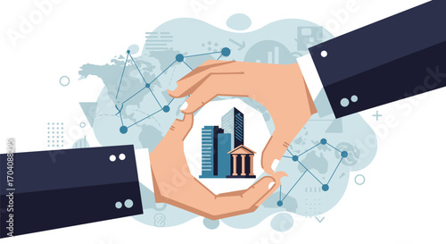 Global Real Estate Investment and Financial Security Conceptual Illustration