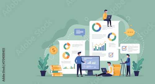 Collaborative data analysis and reporting with visual dashboards vector