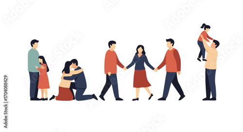 Connected people sharing love, support, and joy in diverse family and community settings