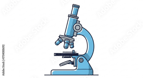 Illustration of a blue microscope, , representing science, research, and the exploration of the microscopic world