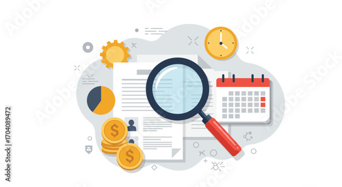 Strategic business auditing with detailed financial data inspection vision