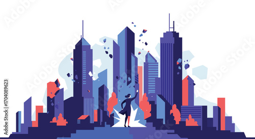 Urban resilience illustration depicts recovery after disruption in the city