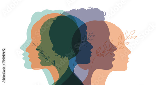 Diverse profiles layered beautifully with organic branches symbolizing growth and connection