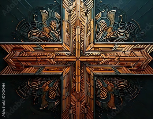 Ornate cross design in dark colors