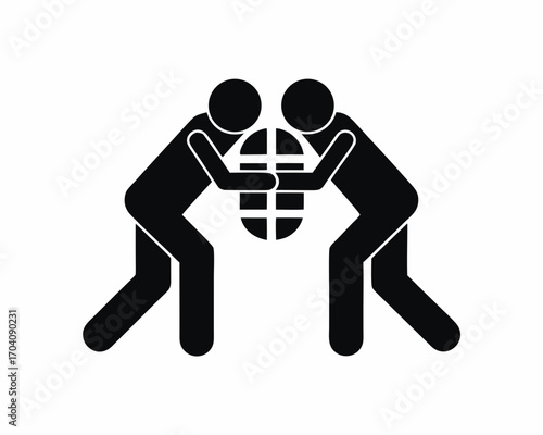 rugby tackle  icon silhouette vector isolated on white background