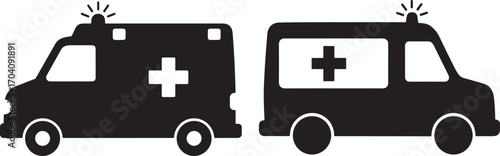 Two ambulance icons silhouette