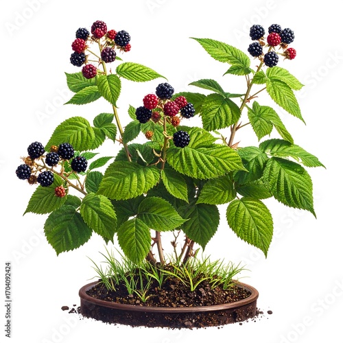 Blackberries in a pot