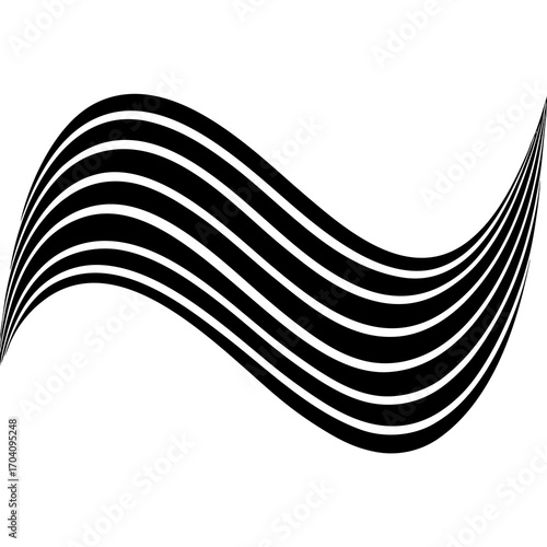 Black flowing wave lines abstract white
