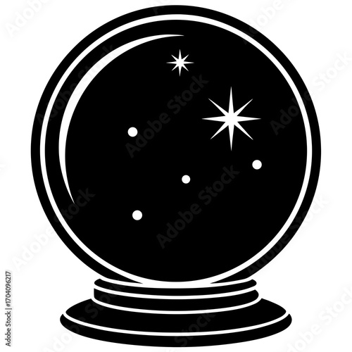 Crystal ball with celestial sparkles fortune telling