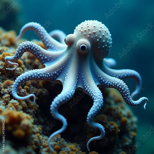 Intelligent marine creature camouflaged on reef