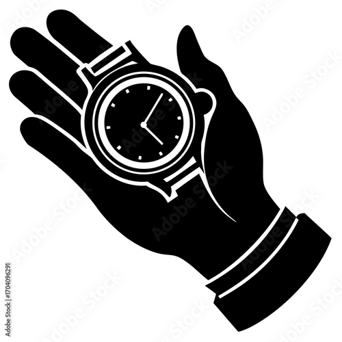 Elegant hand holding antique watch time