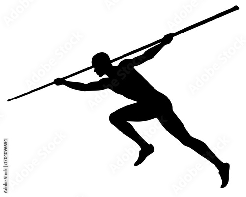 pole vault athlete silhouette illustration isolated on white background