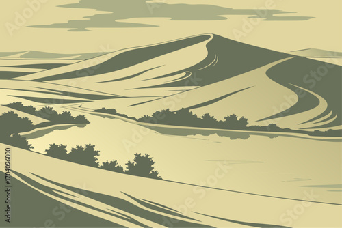 Deforestation and habitat loss scene with logging and land clearance, flat illustration