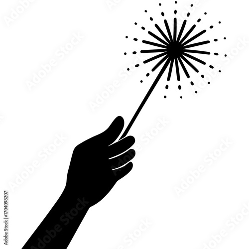 Hand holding sparkler fireworks celebration