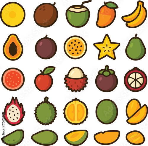 Colorful Fruit Collection for Healthy Eating and Diet Planning