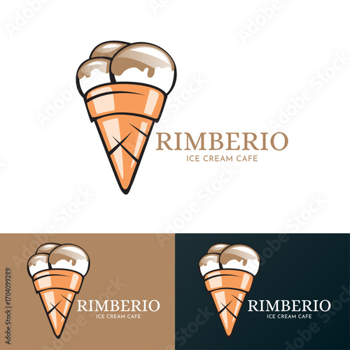 Ice cream cafe concept logo vector design
