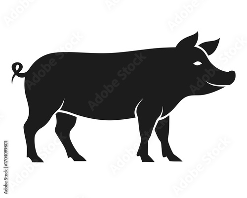Pig farm animal silhouette vector isolated on white background