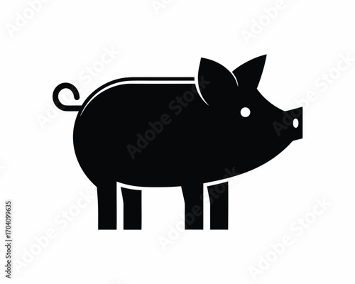 Pig farm animal silhouette vector isolated on white background
