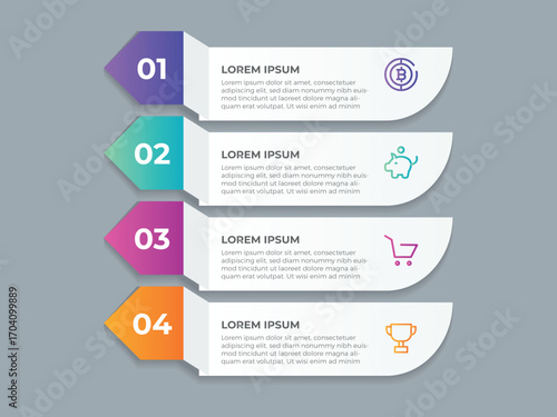 Business Infographic design template Vector with icons and 4 four options or steps. Can be used for process diagram, presentations, workflow layout, banner, flow chart, info graph