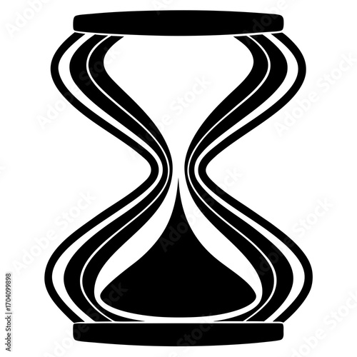 Hourglass silhouette flowing sand time measurement