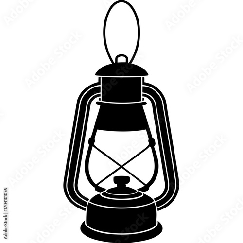 Old fashioned lantern silhouette kerosene lamp oil lamp