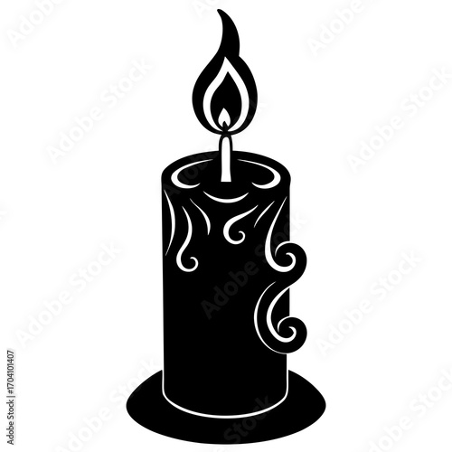 Ornate candle with flame burning light