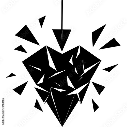 Sharp geometric shards exploding outward abstract black