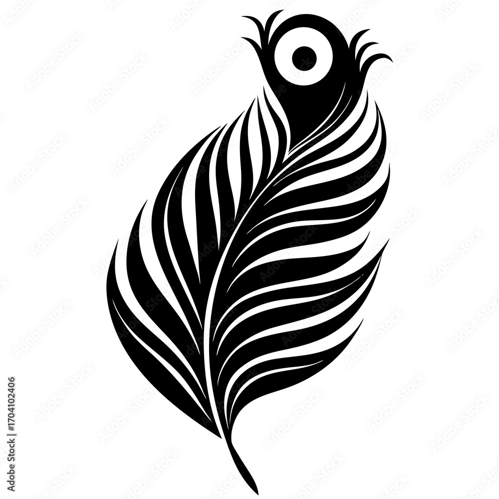 Obraz premium Stylized peacock feather silhouette vector graphic