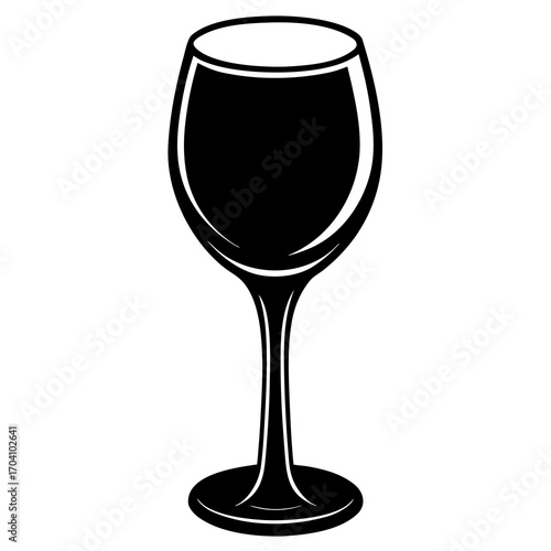 Tall wine glass silhouette black white