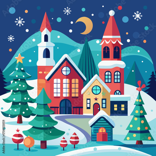 christmas greeting card with house