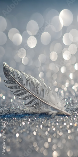 Silver glitter background with shimmering metallic effect and soft bokeh