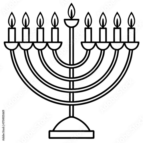 Glowing Menorah Candles Festival Vector Illustration