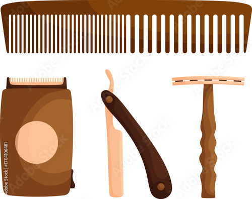 Rustic Shaving Set Still Life. A Composition of Brown Tones and Smooth Textures.
