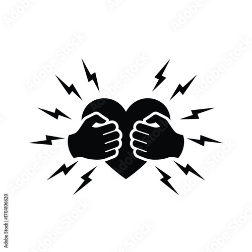 Chest Pain Vector Icon – Black and White Medical Illustration