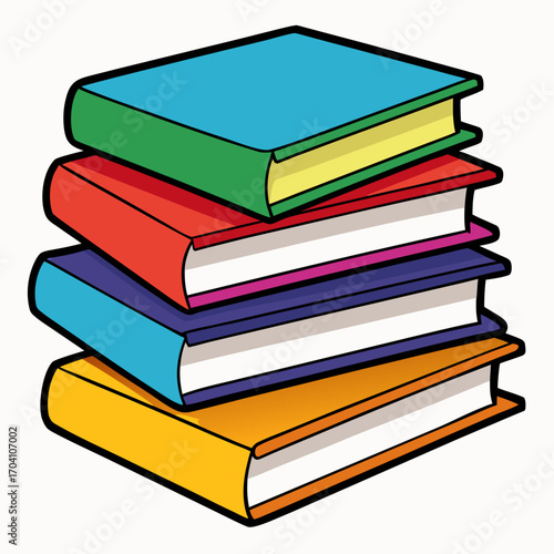 Vibrant stack of books. A collection of colorful books stacked. Books arranged to convey a sense of knowledge.