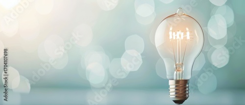 Light bulb with bokeh background and copy space symbolizing ideas and innovation