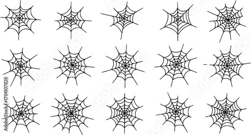Vector Set of spider web on white

