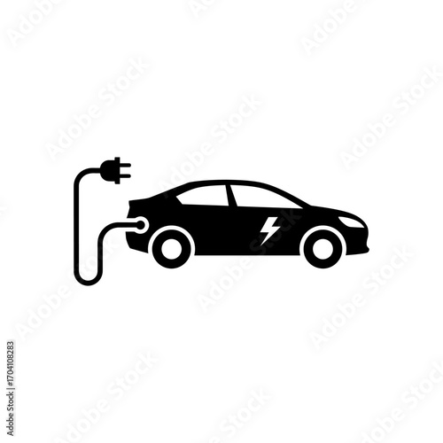 Vector illustration of an electric powered car as an environmentally friendly vehicle