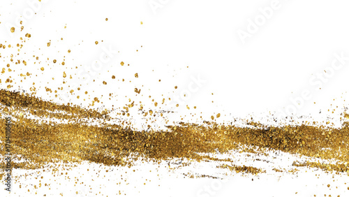 golden line noise Gold Glitter Abstract Stroke Wave with Shiny Dust and Foil Splatter Frames on Transparent Background